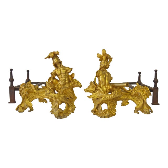 Pair of French Louis XV Ormolu Chenets For Sale