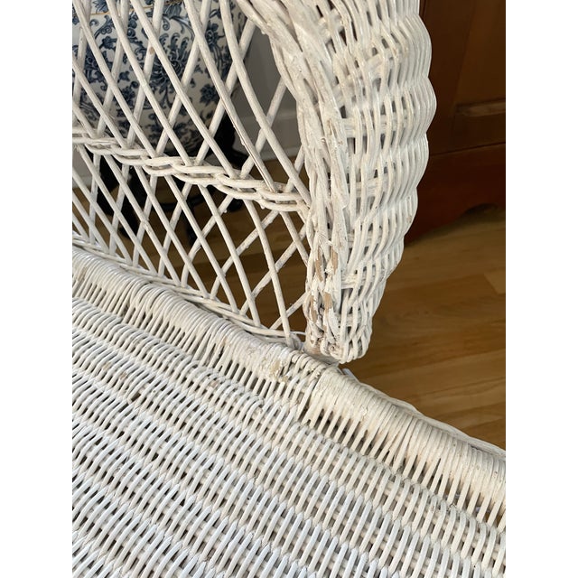 Vintage Victorian White Wicker Chaise Lounge With Yellow Cabana Stripe Cushion Chairish