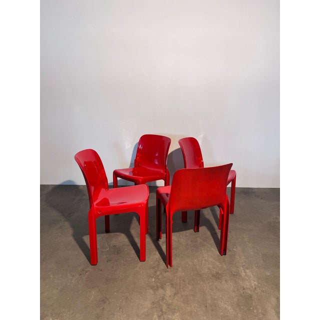 オリジナルヴィンテージ Artemide Selene Vintage Red Selene Model Chairs by Vico Magistretti for