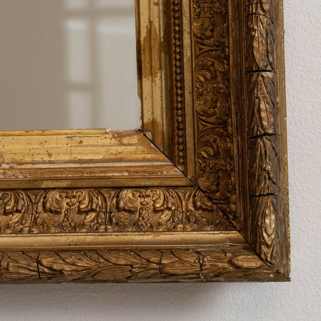 19th Century France Antique Gold Carved Giltwood Mirror For Sale In Greensboro - Image 6 of 7