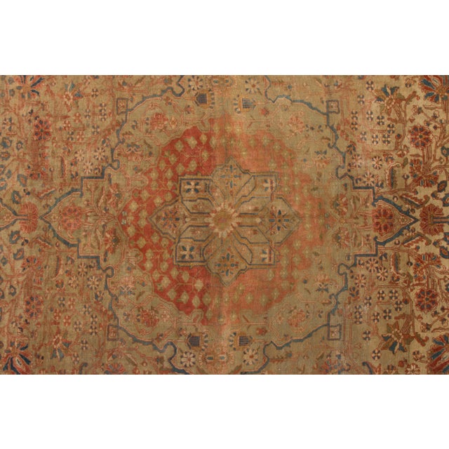 Late 18th Century Hand-Knotted Antique Mohtashem Rug in Beige Brown and Red Medallion Pattern For Sale - Image 5 of 6