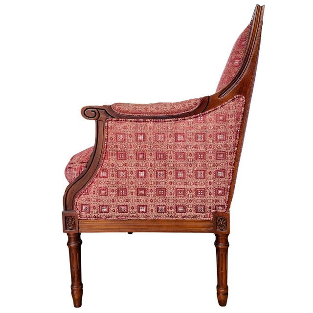 Wood Vintage Hancock & Moore Louis XVI Neoclassical Mahogany Bergère Chairs - A Pair For Sale - Image 7 of 17