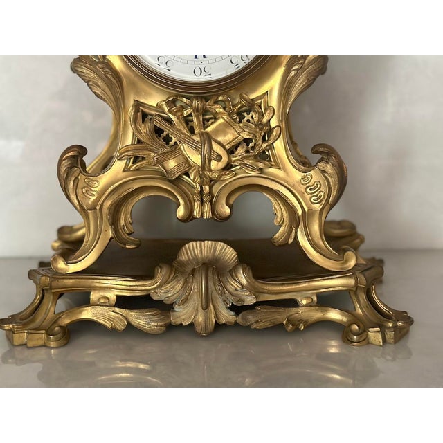 Bronze 19th C French Louis XVI Gold Bronze Mantel Clock - 1 Pc For Sale - Image 8 of 18
