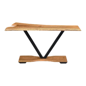 Organic Modern Live Edge Oak & Steel Console Table Server