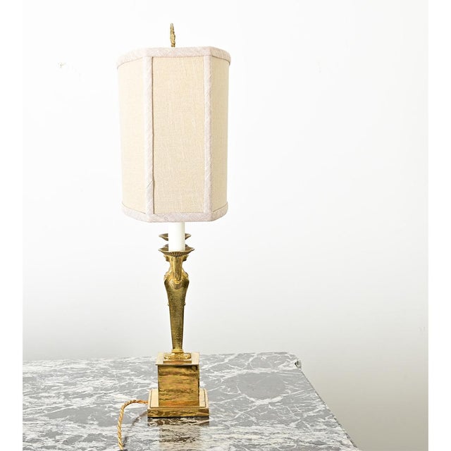 Early 20th Century Early 20th Century French Vintage Empire Brass Double Arm Table Lamp For Sale - Image 5 of 9