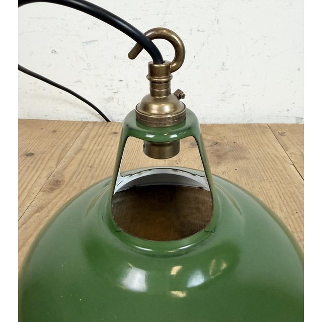 Industrial Green Enamel Factory Pendant Lamp from Coolicon, 1950s For Sale - Image 11 of 16