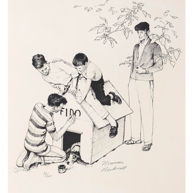 Lithograph on paper from the American Family Folio. Hand signed lower right by Norman Rockwell. Hand numbered 73/200 lower...