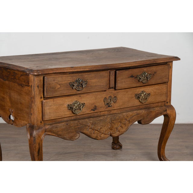19th Century French Oak Chest of Drawers or Console Table With Cabriole Legs For Sale - Image 9 of 12