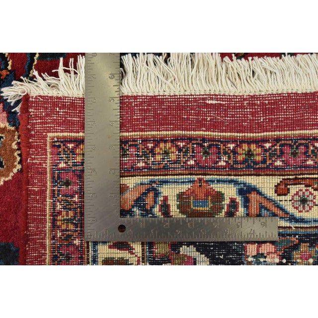 Mashad Rug 9’8” X 12’3” Red Wool Vintage Traditional Hand-Knotted Carpet For Sale - Image 15 of 15