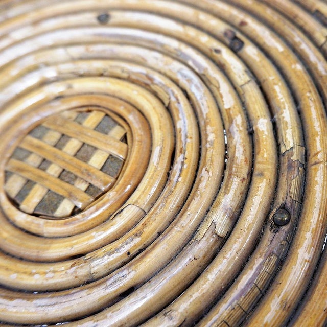 Beige Bohemian Rattan and Bamboo Plant Stand, 1960s For Sale - Image 8 of 11