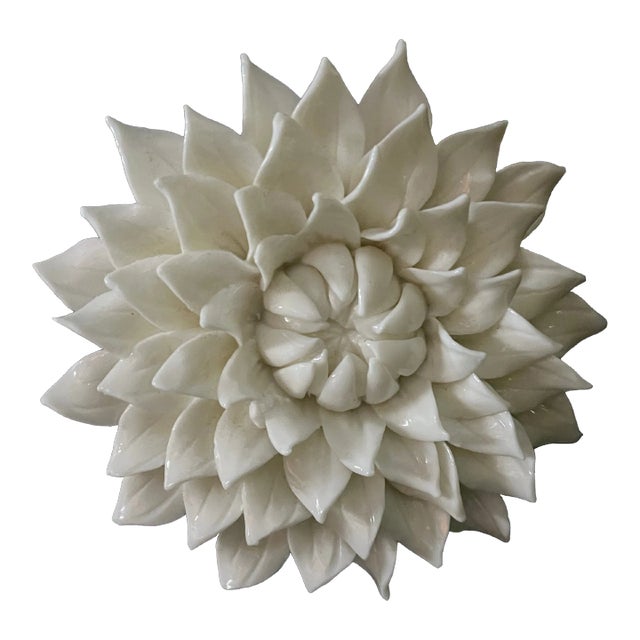 Vintage 1980s Murano Style Lotus Floral Hanging Glass Art For Sale