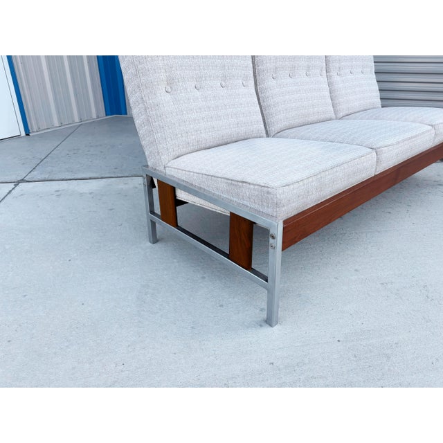1960s 1960s Mid Century Walnut and Aluminum Sofa For Sale - Image 5 of 9