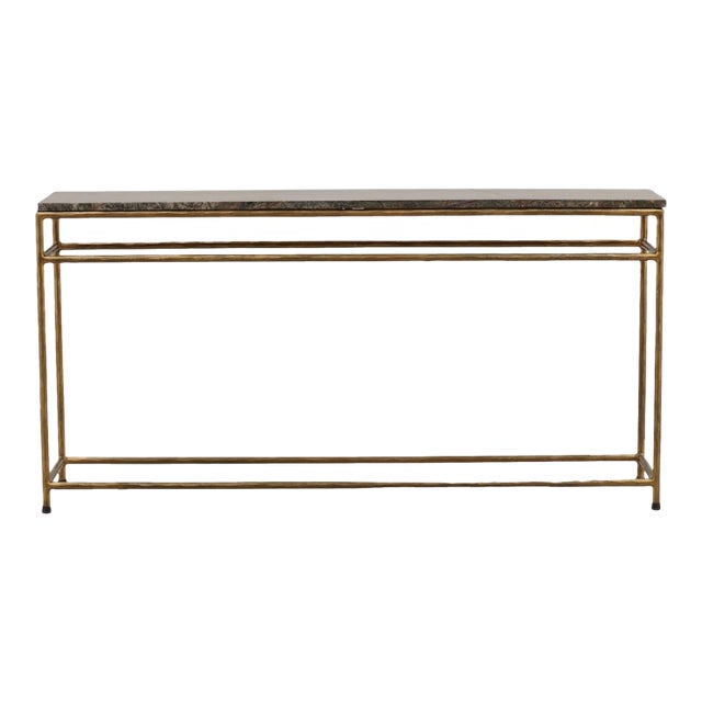 Juniper Marble & Brass Console Table For Sale
