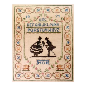 Vintage American Sampler Dated "1929" Made by "Mcb"