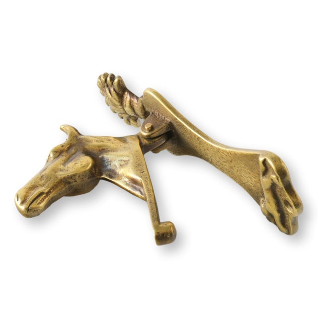 Late 19th Century Antique English Brass Horse Doorknocker For Sale - Image 5 of 5