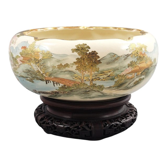 This large and finely painted Japanese Satsuma bowl is an outstanding Meiji-period centrepiece by the renowned master...