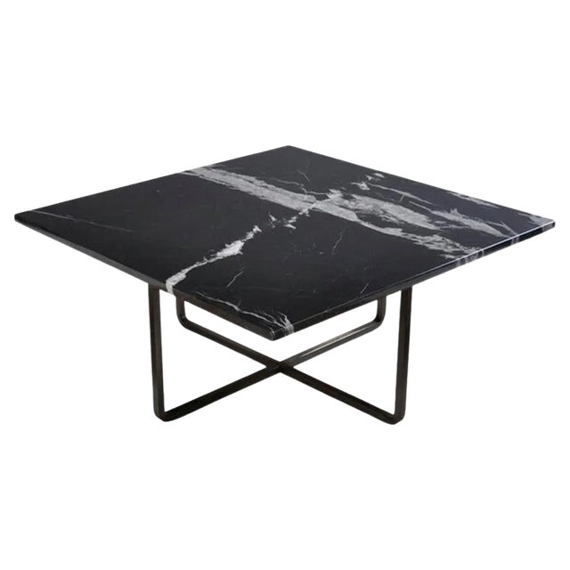 Black Marquina Marble and Black Steel Medium Ninety Table by OxDenmarq For Sale