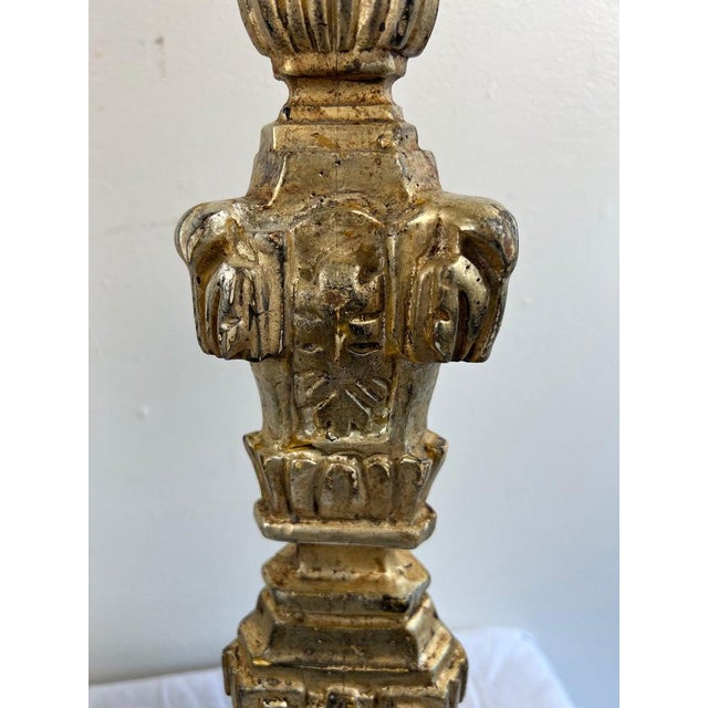 Italian Distressed Italian Silver & Gold Gilt Candlesticks, 20th Century For Sale - Image 3 of 10