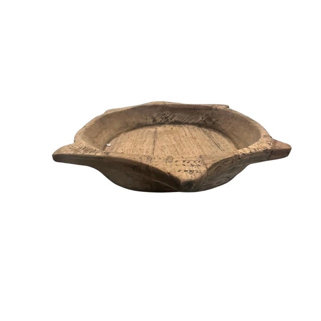 This vintage wood Parat bowl from India was once used to knead bread dough. It is a beautiful rustic piece and can be used...