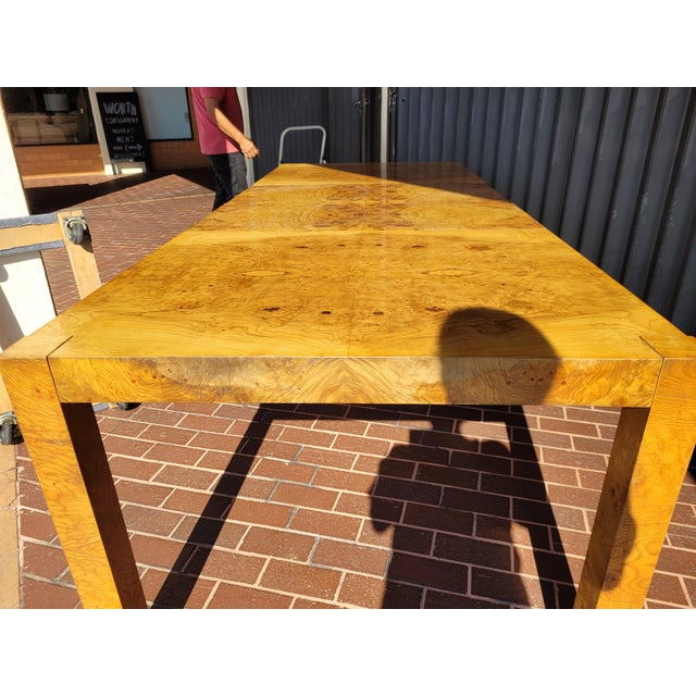 1980s Faux Burl Wood Finish Dining Table With Two Leaves | Chairish