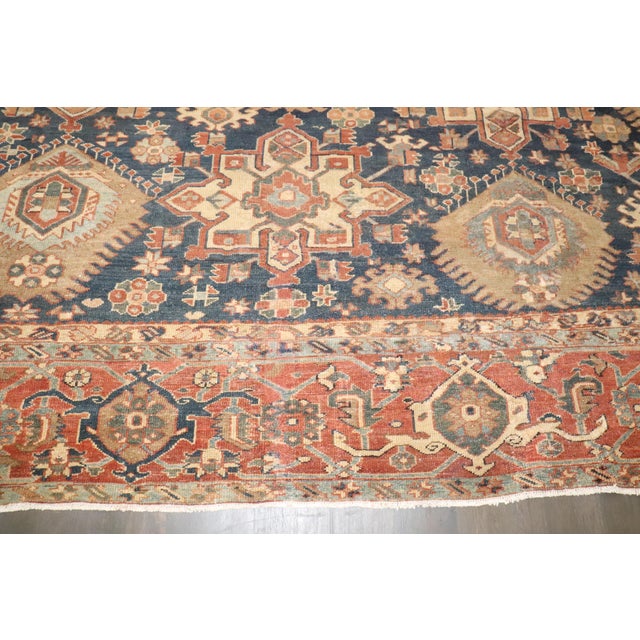 Early 20th Century Zabihi Collection Geometric Oversize Persian Antique Heriz Rug - 12'2" x 18'2" For Sale - Image 5 of 12