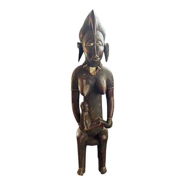 Early 20th Century African Large Fertility Statue of a Mother and Child For Sale