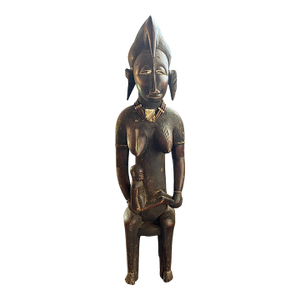 Early 20th Century African Large Fertility Statue of a Mother and Child