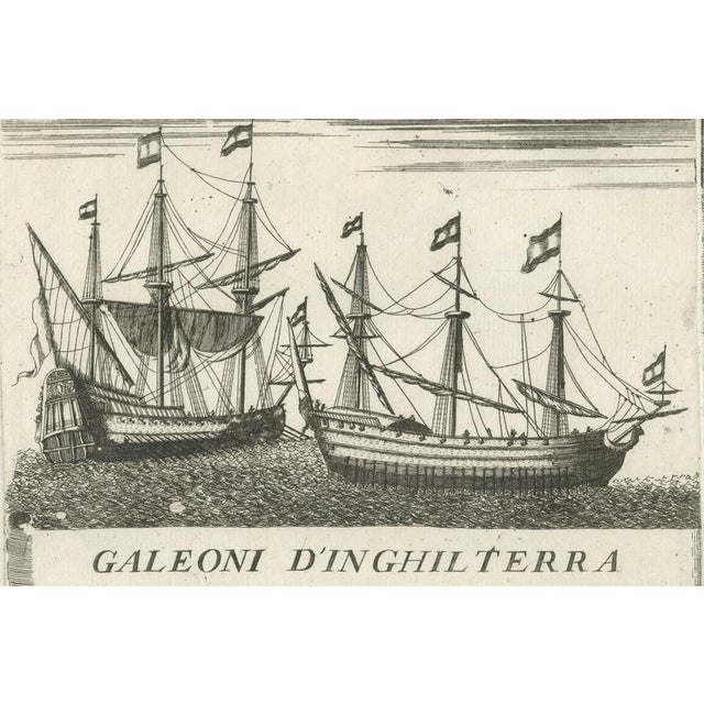 Vincenzo Coronelli, Dutch Inland Sailing Boats, 1690, Copper Engraving on Paper For Sale - Image 4 of 10