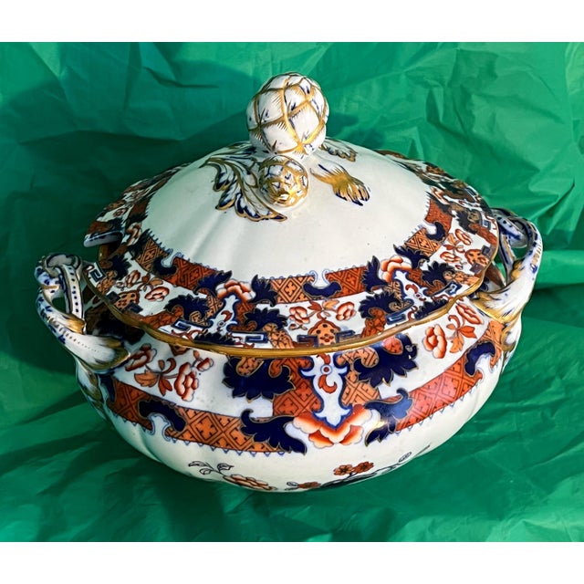 Antique Minton Hindustan Japan Imari Styled Tureen For Sale - Image 10 of 11