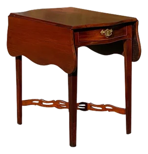 Antique Chippendale Style Mahogany Drop Leaf Pembroke Table With Pierced Stretcher