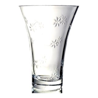 Villeroy & Boch Vase Etched Cut Glass Vase Floral 10" For Sale
