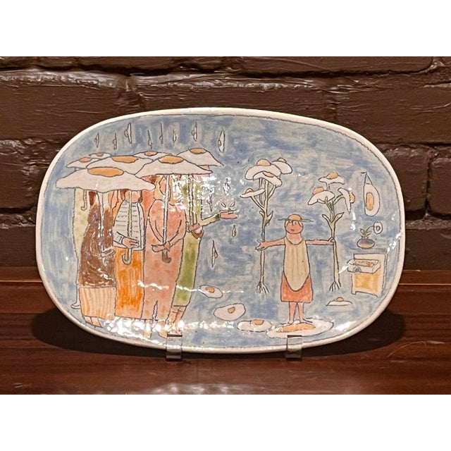 Fine studio pottery slab-built porcelain oval platter or shallow dish by Northern California ceramic artist Gerry Wallace...