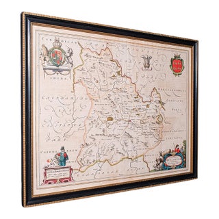 Antique Map of Breconshire, Dutch, Atlas Cartography, Joan Blaeu, Wales, c.1660 For Sale