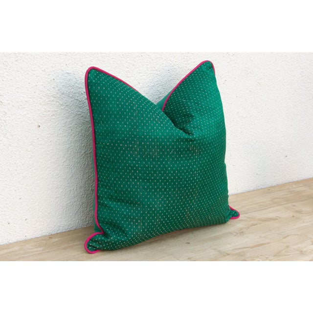 Parji Green Dotted Ahir Handloom Pillow For Sale - Image 4 of 6