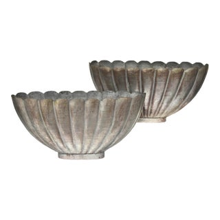 Antique Chinese Hand Forged Silvered Copper Cache Pots/Vases, Pair For Sale