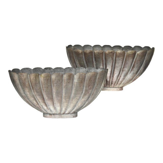 Antique Chinese Hand Forged Silvered Copper Cache Pots/Vases, Pair For Sale