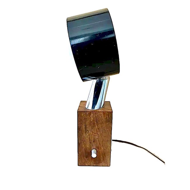 Mid-Century Modern Mid 20th Century Mid-Century Modern Space Age Lamp With Dimmer, Chrome & Walnut For Sale - Image 3 of 5