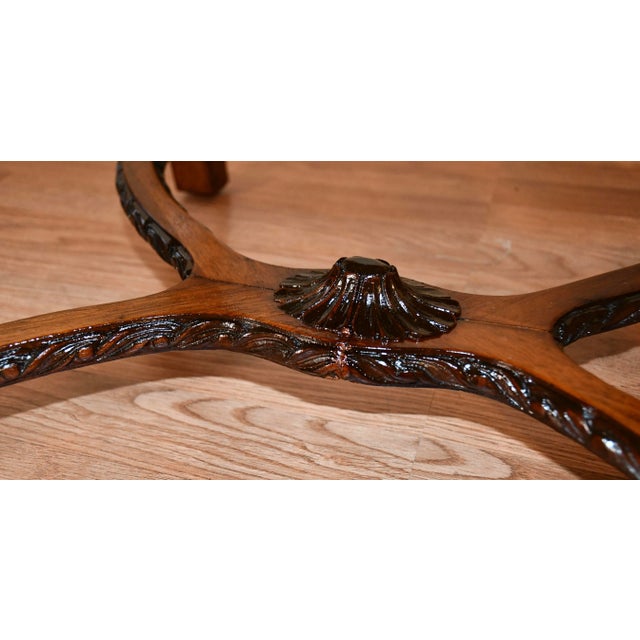 Brown 1900s Antique French Walnut Pair of Armchairs , Living Room Fireplace Chairs For Sale - Image 8 of 13