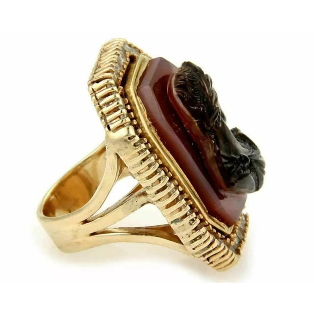 This is an impressive image of Julius Caesar carved from one piece Carnelian stone, the base is in a lighter tone than the...