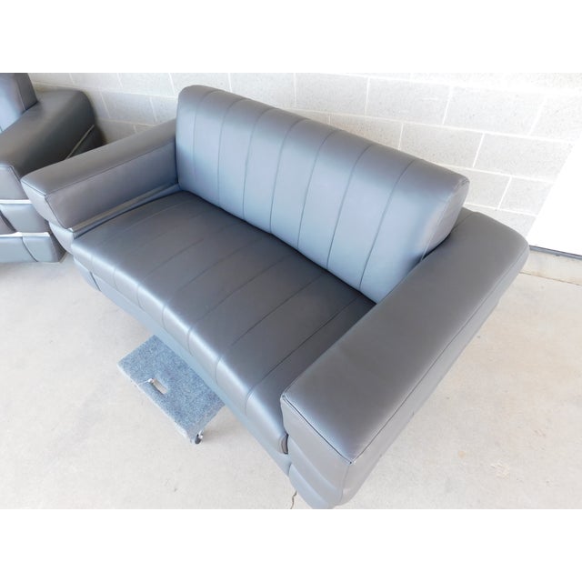 Divan Italia Contemporary Modern Leather Sofa Set For Sale - Image 10 of 17