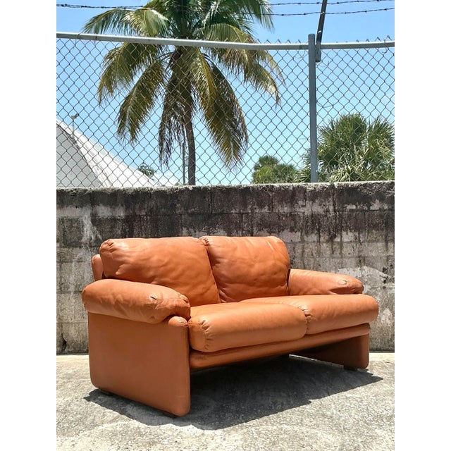 Late 20th Century Vintage Boho Tobia Scarpa for B&b Italian Leather “Coronado” Loveseat For Sale - Image 5 of 9