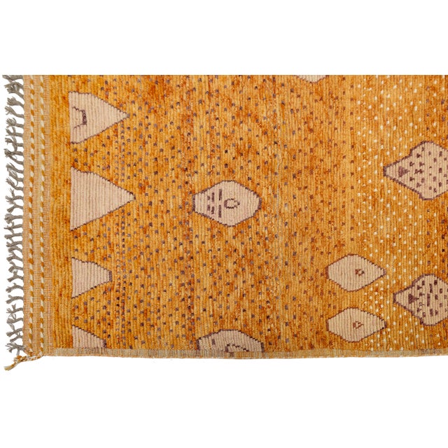 Contemporary Moroccan Style Hand-Knotted Wool Area Rug in Amber & Terracotta For Sale - Image 9 of 12