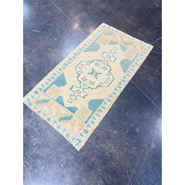 Early 21st Century Turkish Mini Rug Oriental Hand Knotted Vintage Rug 1'10" x 3'5" #17468 For Sale - Image 5 of 8