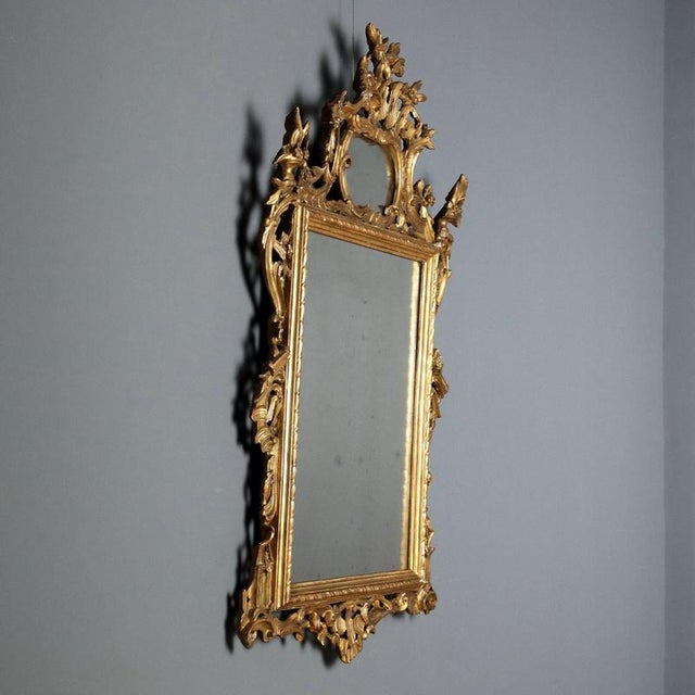 Italian Carved and Gilded Wooden Mirror, 1800s For Sale - Image 3 of 11