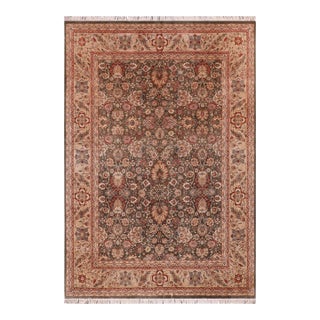Shabby Chic 1990's Pak-Persian Green/Tan Wool Rug - 9'1'' X 11'10'' For Sale