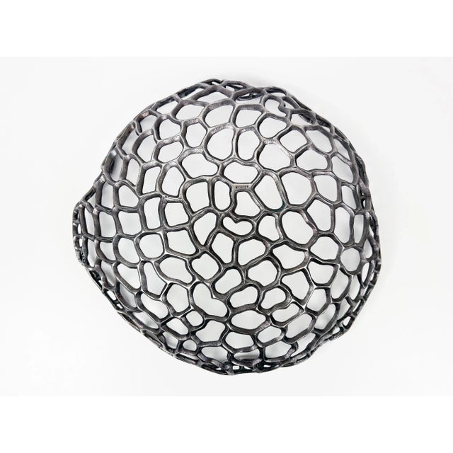 Silver l'Objet Large Cast Metal Sculptural Centerpiece Bowl For Sale - Image 8 of 13