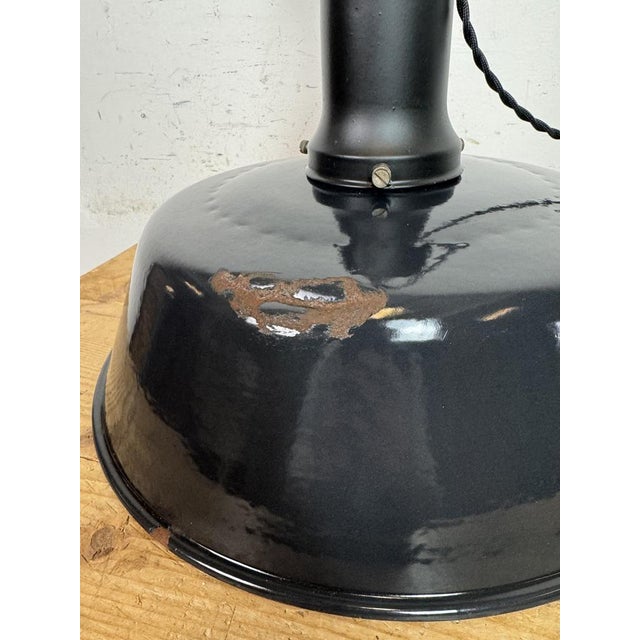 Industrial Black Enamel Factory Lamp with Porcelain Top, 1950s For Sale - Image 13 of 18
