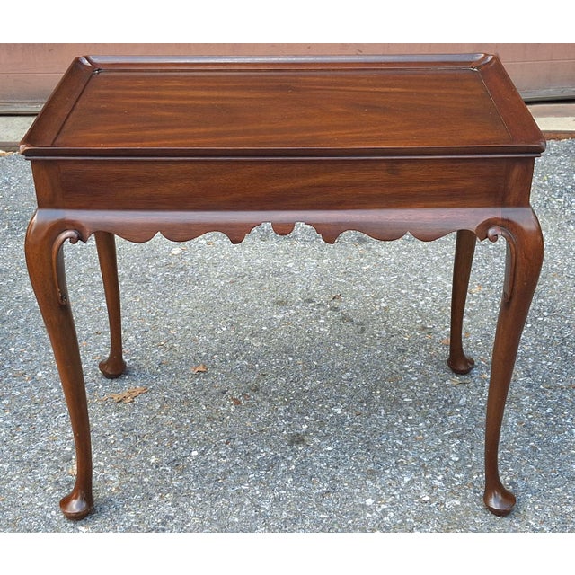 Virginia Galleries by Henkel Harris Queen Anne Style Mahogany Silver Table with pull out Trays. Measures 39.5" in width,...