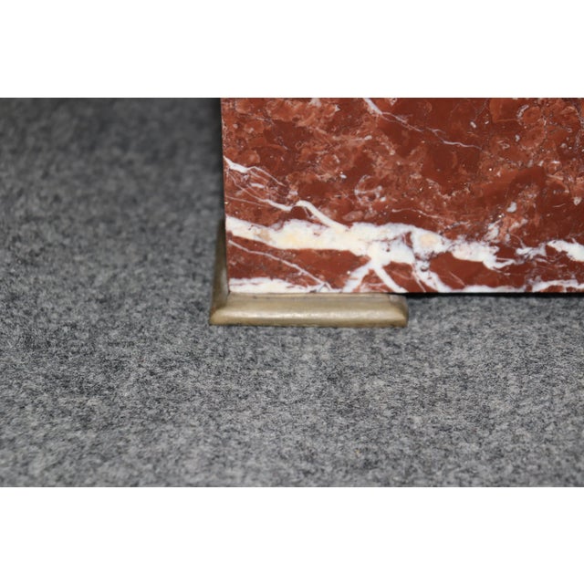 Brick Red Superb Antique French Louis XV Rouge Marble and Figural Bronze Maiden Pedestal For Sale - Image 8 of 11