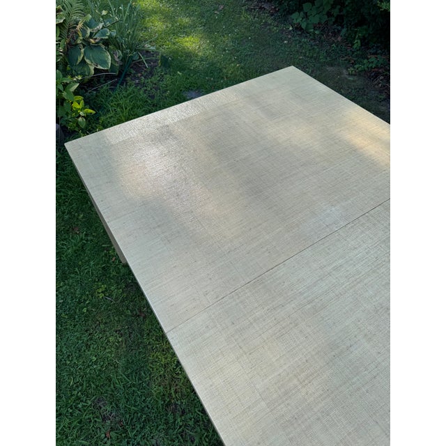 Vintage Mid Century Lacquered Grasscloth Dining Table With Extension Leaves For Sale In Philadelphia - Image 6 of 9